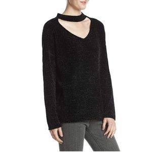 Womens No Comment Chenille Gigi Choker Sweater Size MEDIUM  Black NWT